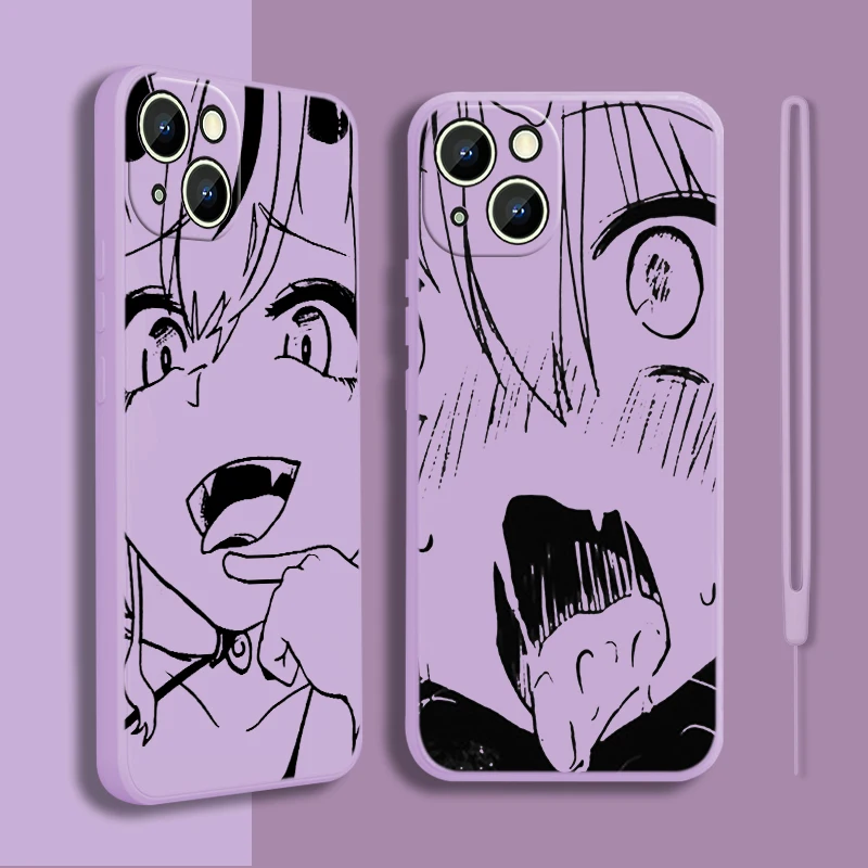 

Anime Ahegao manga girl Case For Apple iPhone 14 13 12 Mini 11 Pro XS MAX XR X 8 7 6S SE Plus Liquid Rope Phone Cover Core Coque