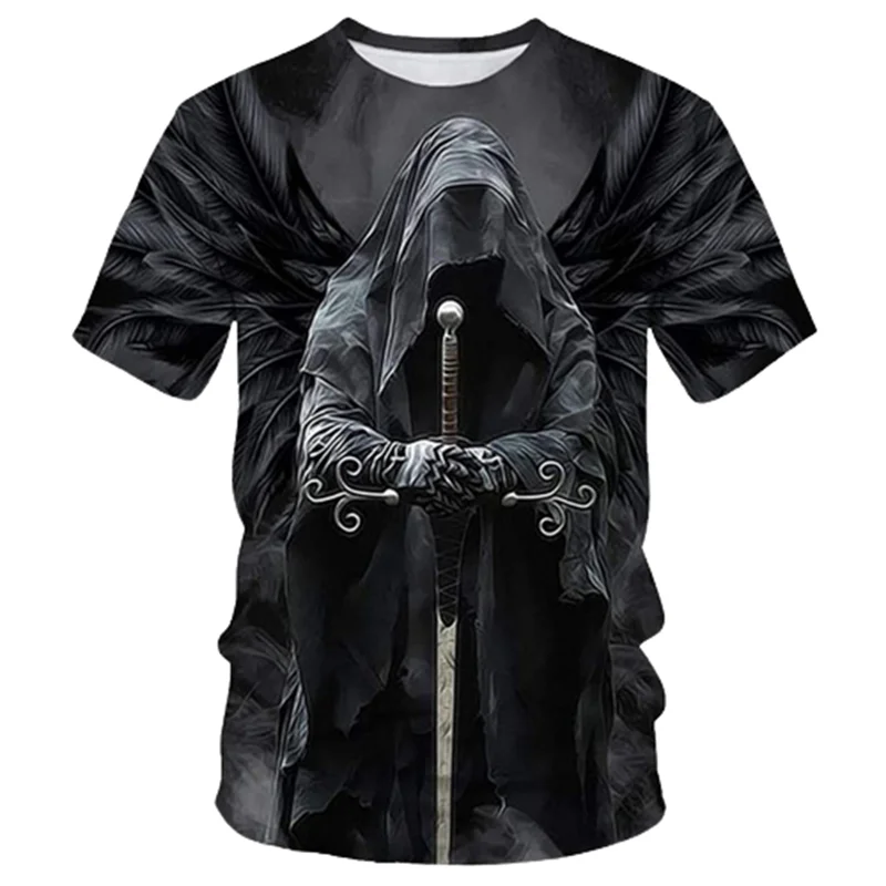 

Summer 3D Printing Oversized Skull T Shirt For Men Streetwear Hip Hop Trend Oversized Personality Punk Tops Harajuku Leisure Top