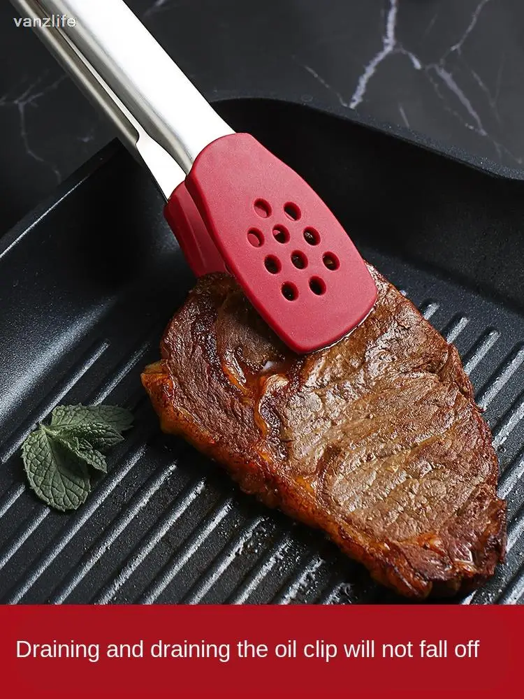 

Silicone Steak Barbecue Clip Kitchen Stainless Steel Baking Food Clip High Temperature Resistant Food Clips