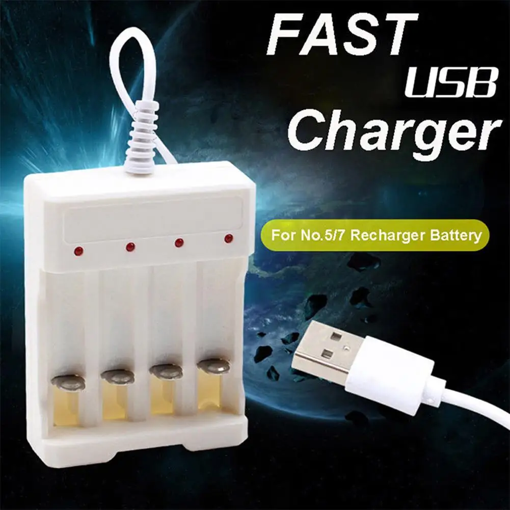 

DC5V 1A 1.2V 4 Slot AA/AAA Rechargeable Battery Charger Adapter USB Plug