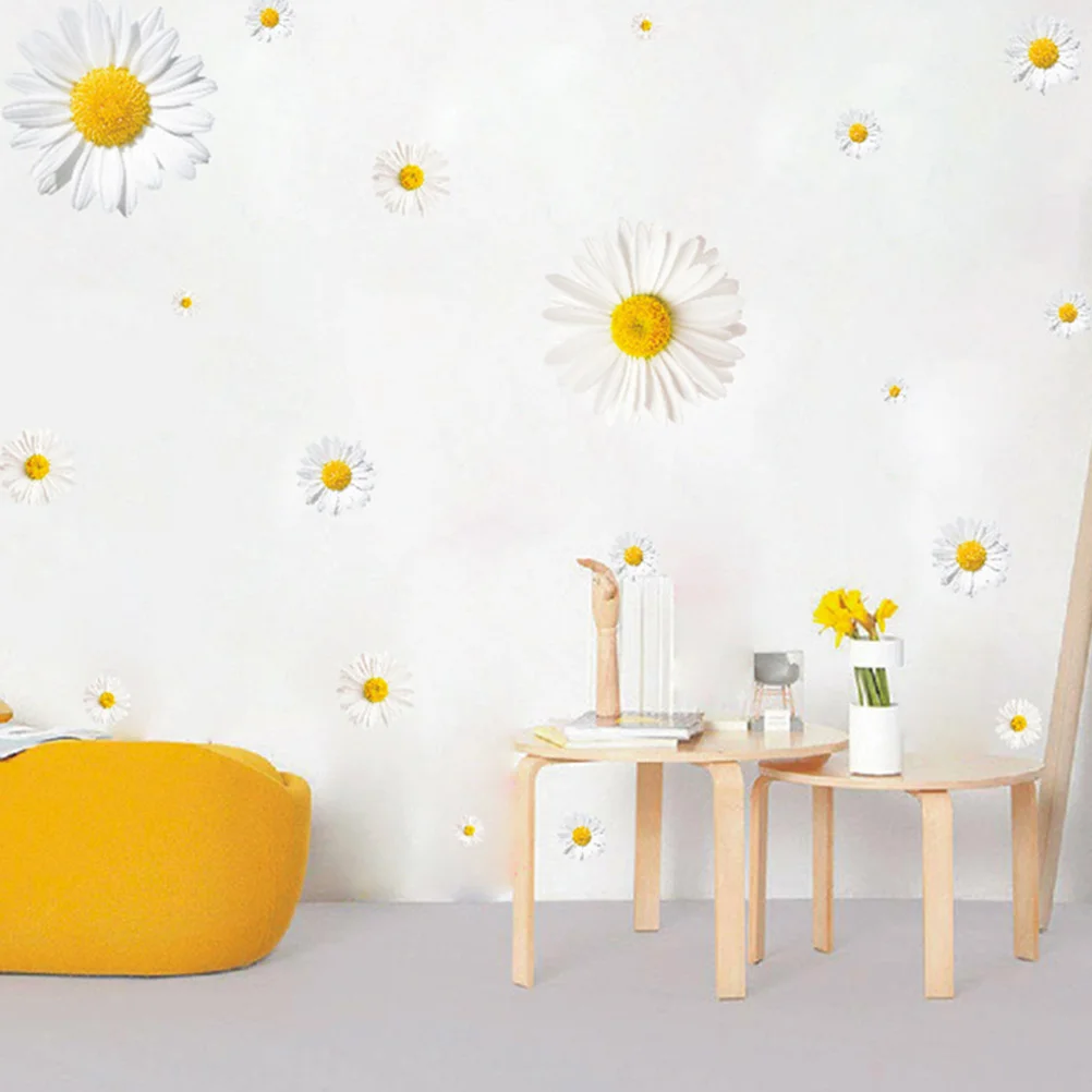 Наклейка на стену Маленькая ромашка наклейка для спальни цветочная декоративная