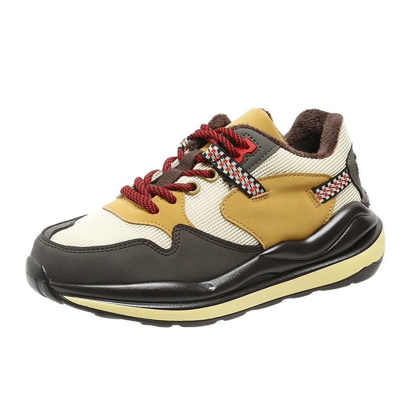 

Зимние теплые плюшевые утолщенные кроссовки с холодной изоляцией Женская Вулканизированная обувь на губчатой подошве Нескользящие сетчат...