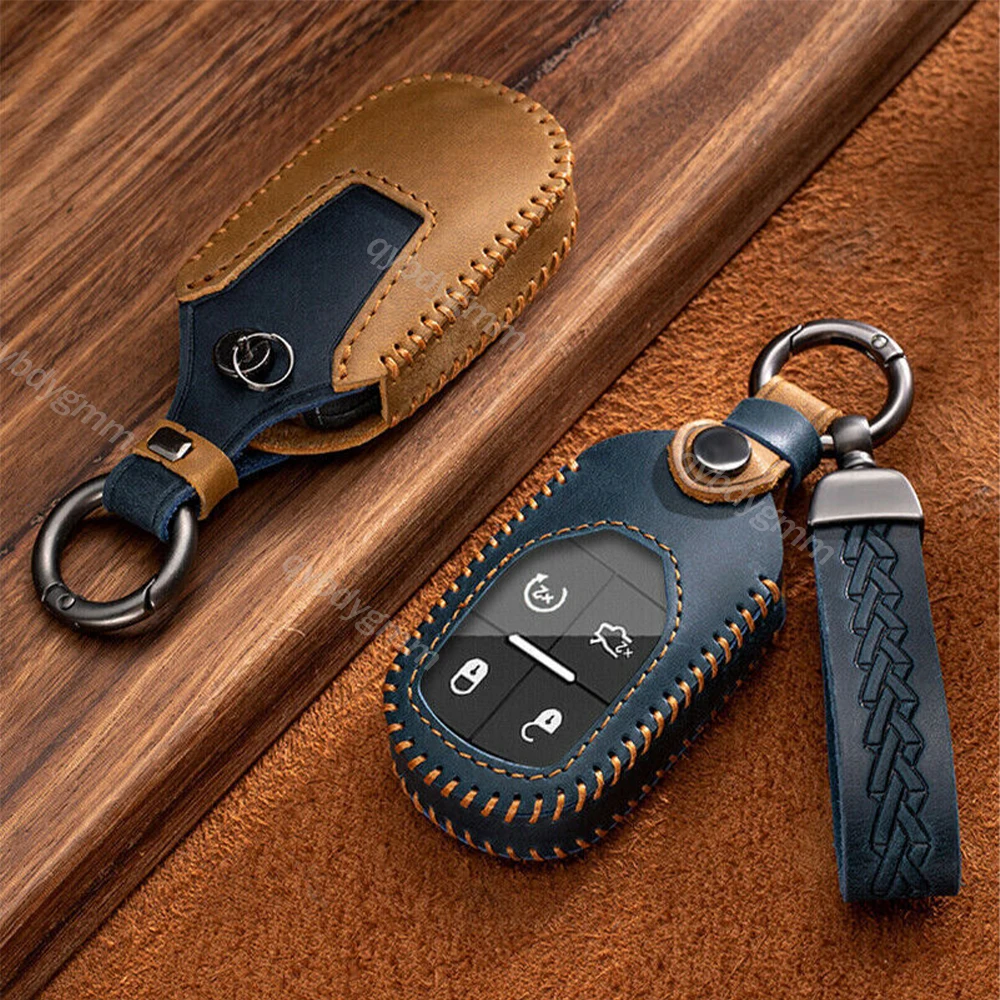 

Retro Leather Car Remote Key Case Cover Fob Holder Protector Skin For Maserati Ghibli Quattroporte 2014-2018 Accessories Styling