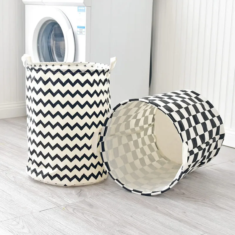 

Three-dimensional Storage Basket Black and White Grid Waterproof Sundries Clothes Storage Box Reusable Home Bedroom Living Room
