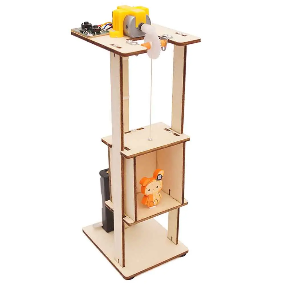 

Teenager Wooden Elevator Function Principle Toys DIY Assembled Electric Lift Toys for Children Science Experiment Material Kits