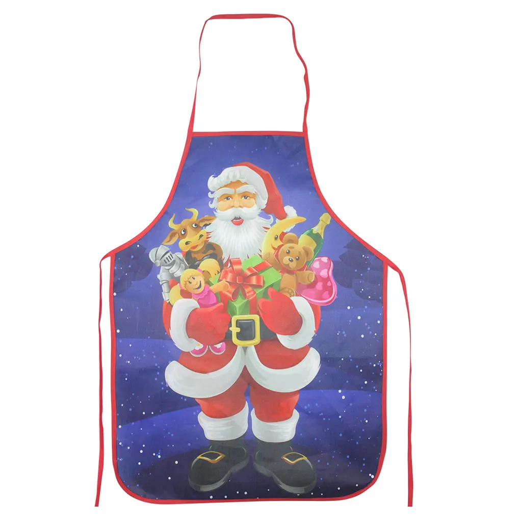 

Christmas Themed Kitchen Apron Women Men Dinner Party Cooking Non-woven Bib Holiday Decor, Santa Clause