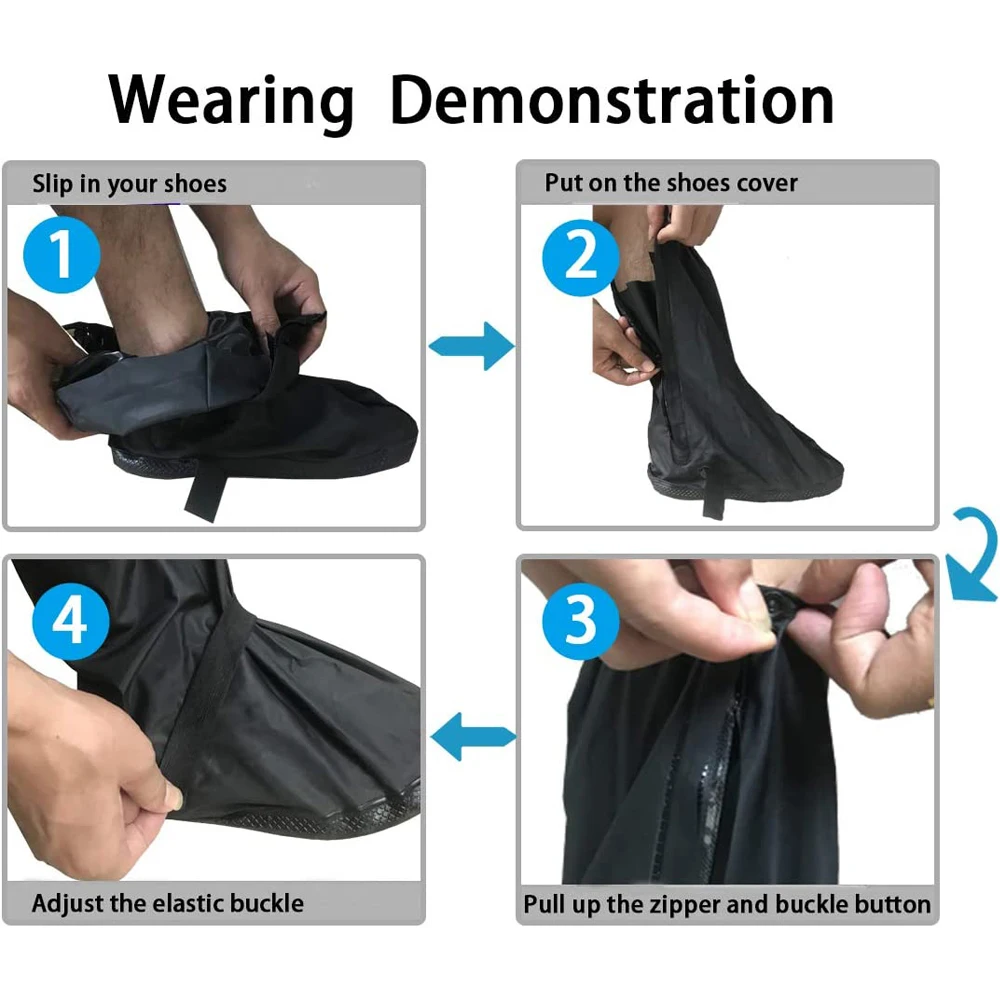 Waterproof Rain Shoes Covers Reusable Rain Footwear Shoe Protector Non-slip Rubber Rain Boots For Women Men Sneakers Protector