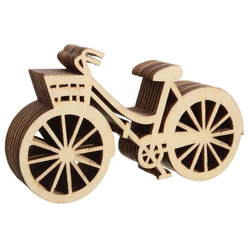 

10Pcs Wooden Bicycles Slice Scrapbooking Embellishment Home Ornament Handmade Gift Accessories Wedding Party Decoration Supplies