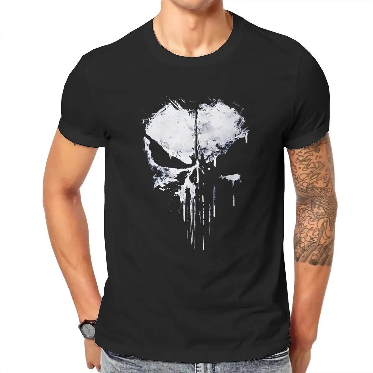 Skull  T-Shirt Men Horror Halloween Leisure Pure Cotton Tee Shirt O Neck Short Sleeve T Shirts Gift Tops