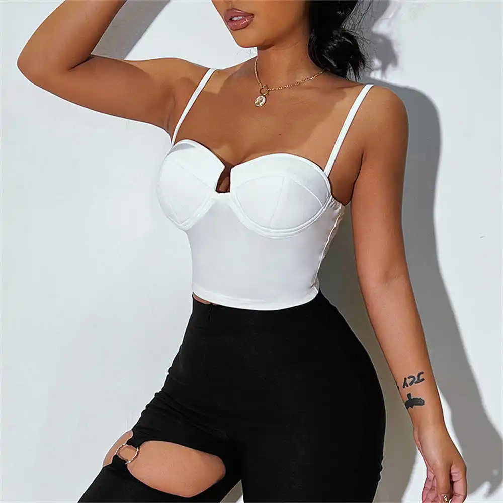 

2022 Sexy Solid Color Corset Camisoles Bustiers Bra Party Club Streetwear Crop Top Backless Camisole Busiter