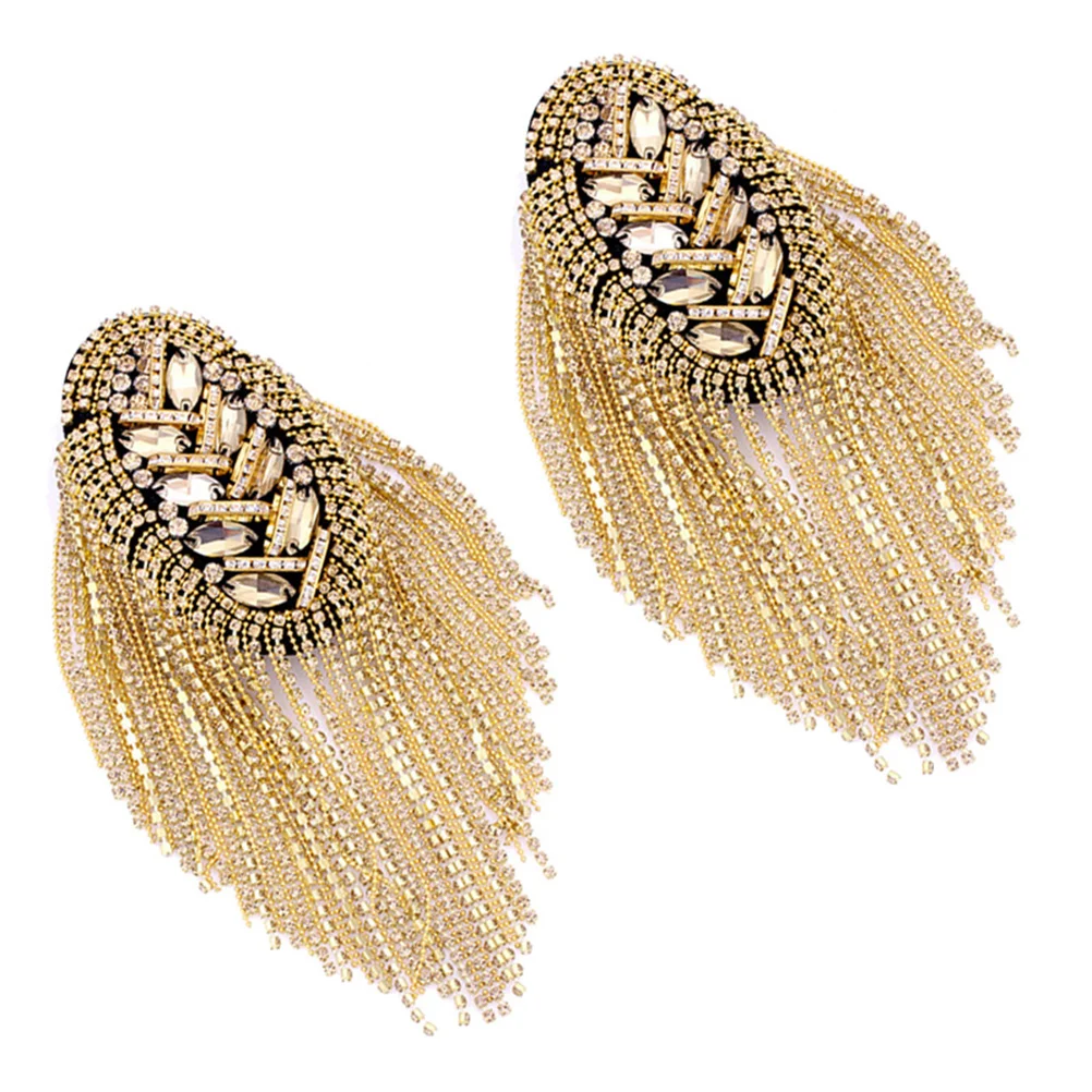 

Shoulder Tassel Epaulets Epaulet Badge Epaulettes Fringe Men Costume Rhinestone Accessories Boards Rivet Women Uniform Brooch