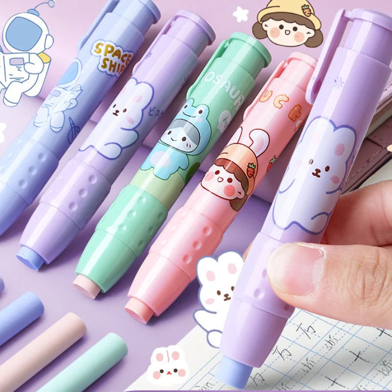 

Kawaii Retractable Eraser Pencil Rubber Soft Refill Core for Kids Art Writing Erasers Pen Office Correction Supplies Stationery