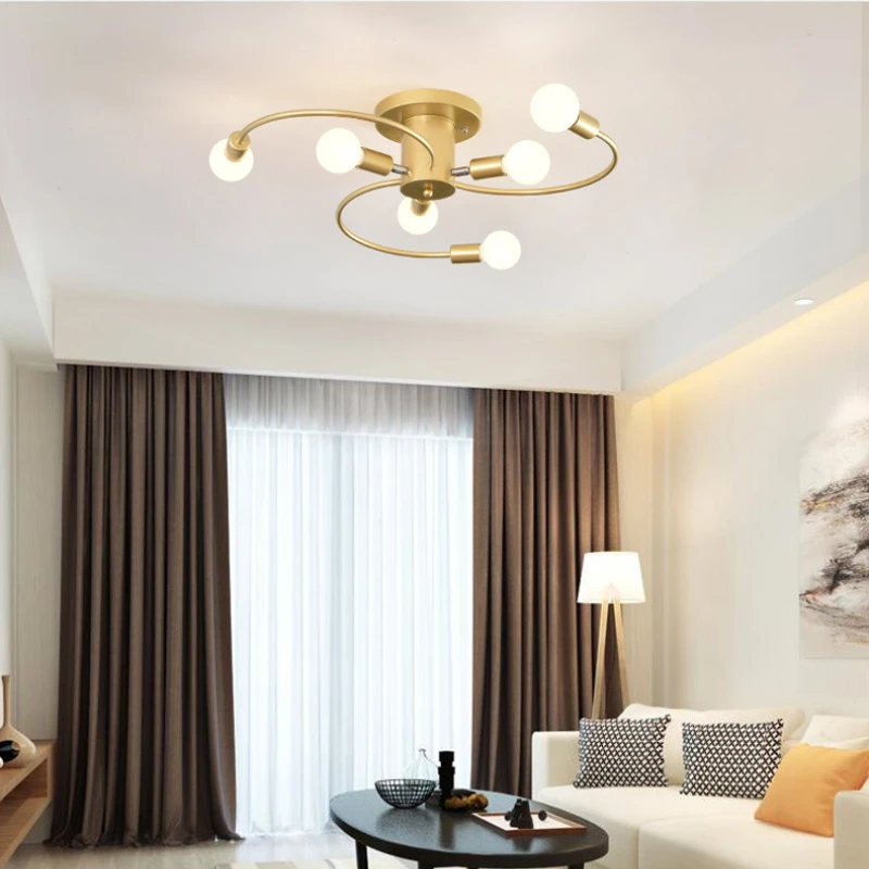 

Room Ironwork Living Room Creative Bedroom Ceiling Light Modern Simple and Personalized Dining Room Study Light Fixture