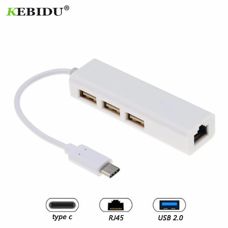 Адаптер KEBIDU USB C-Ethernet с Type C 2 0 HUB 3 порта RJ45 сетевая карта адаптер Lan для Macbook USB-C -