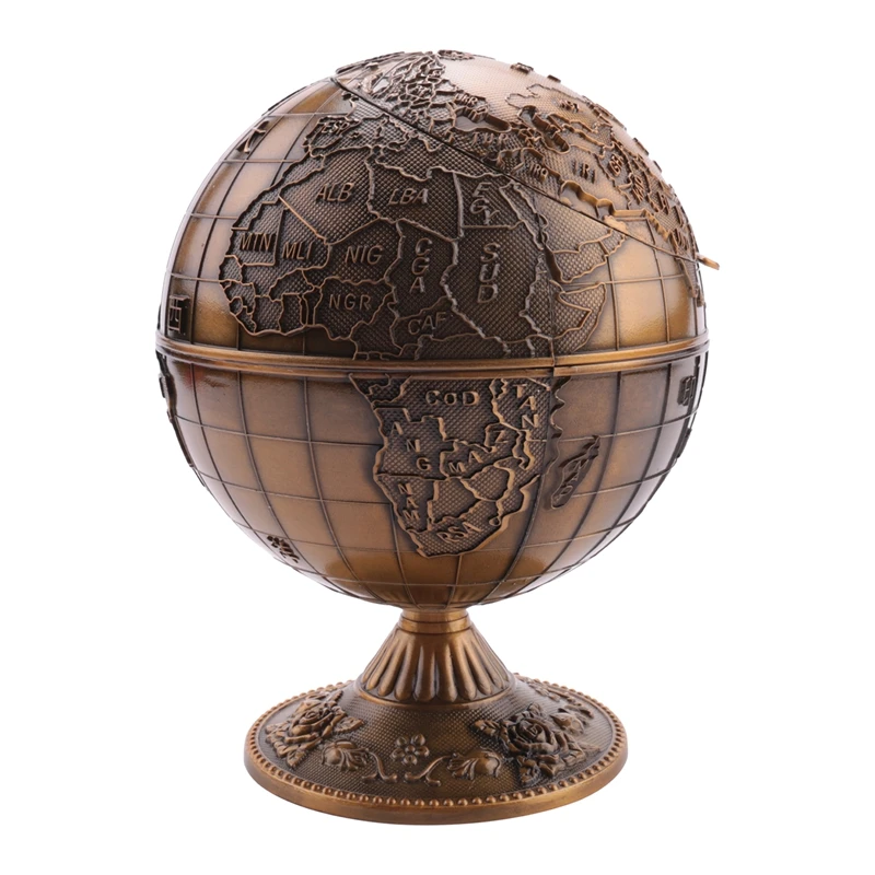 

Vintage Metal With Lid Globe Ashtray European Retro Home Office Hotel Ashtray Decor Smoking Accessories
