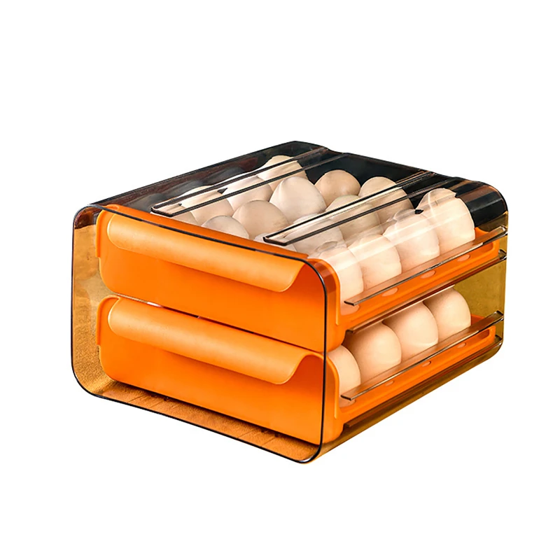 

32 Lattice Egg Drawer Organizer Transparent Storage Box Kitchen Refrigerator Duck Chickens Eggs Tray Holder Double Layer Rack