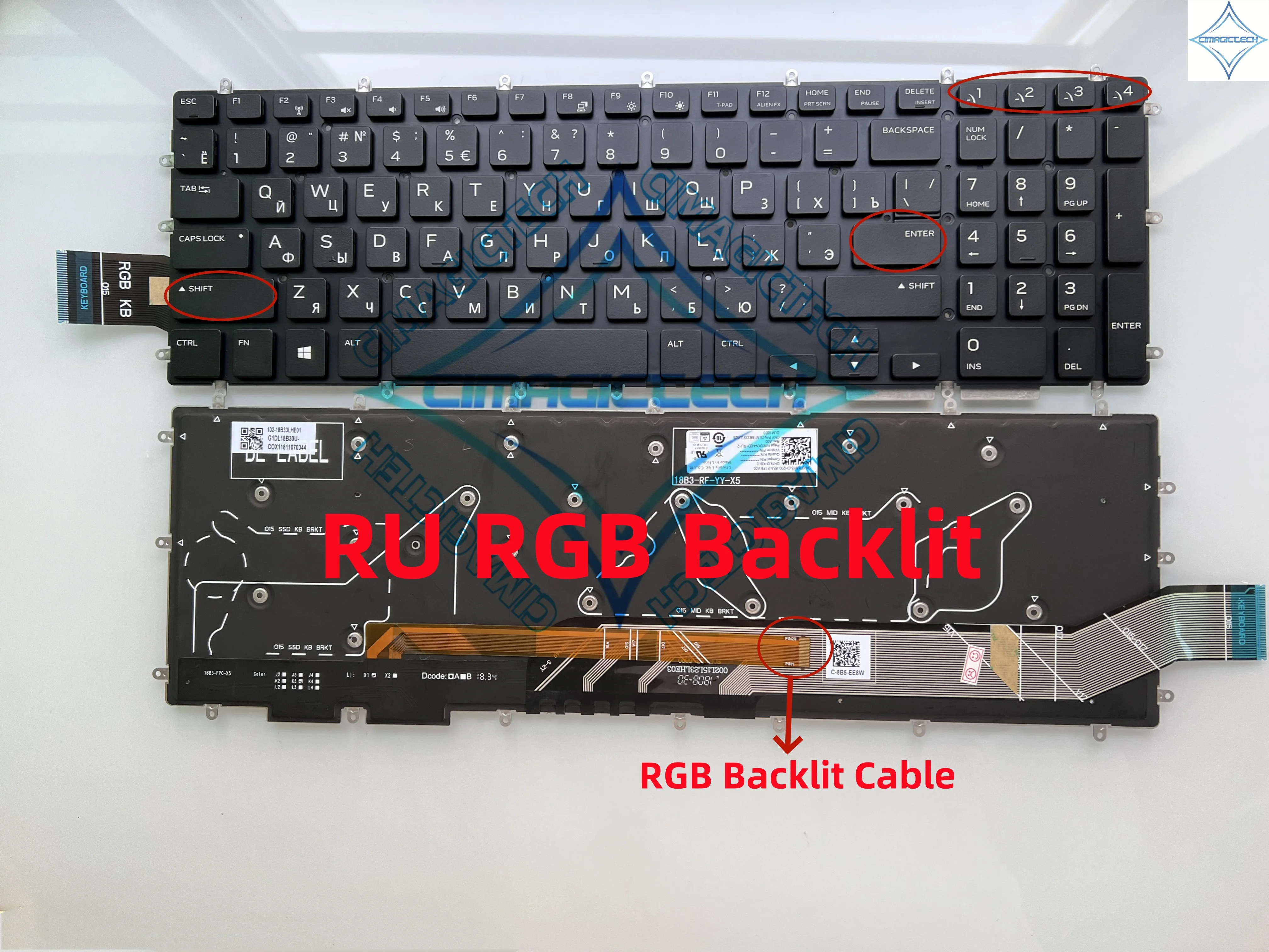 Новая американская русская арабская RGB-подсветка для клавиатуры Dell Alienware M15 R1 M17 2019