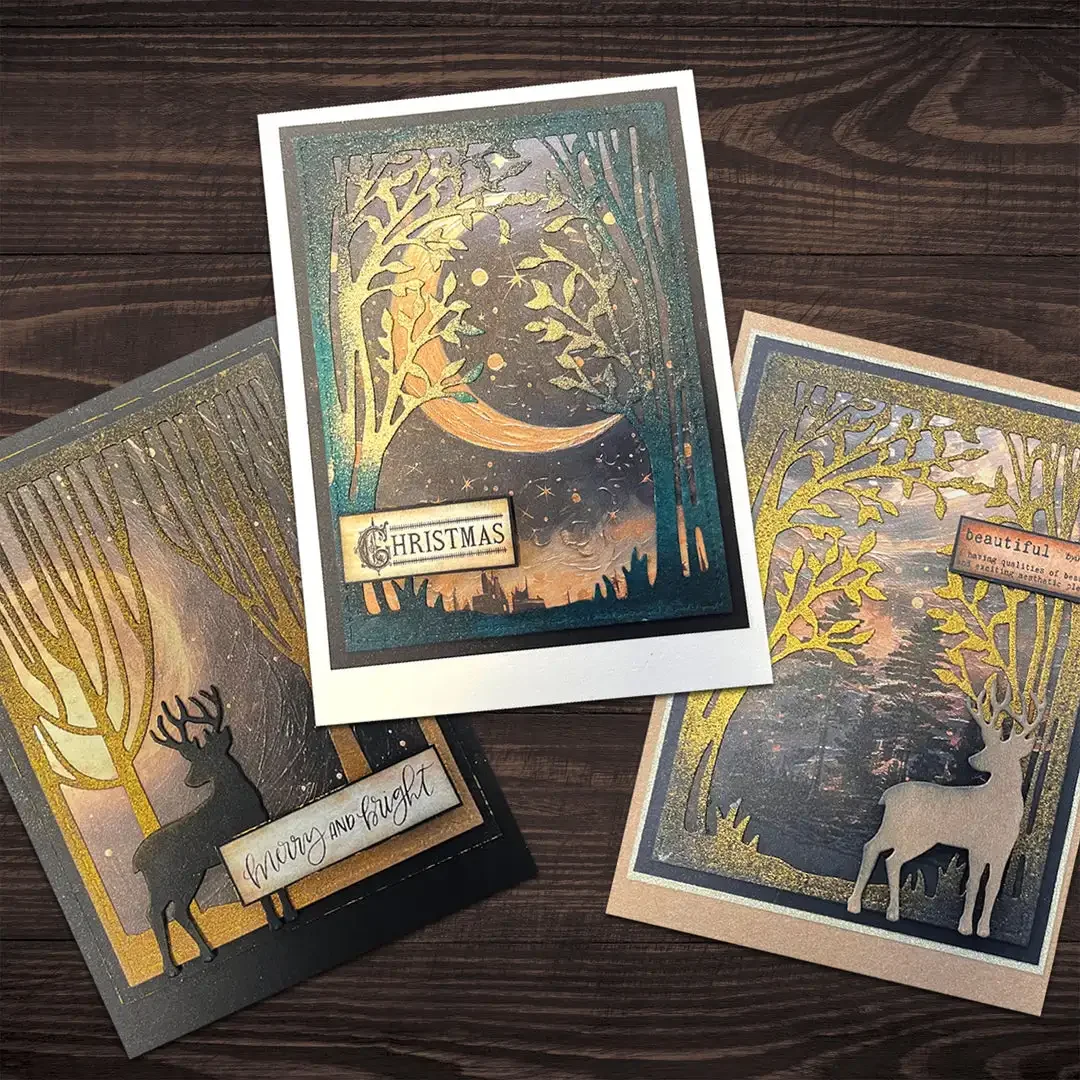 Merry Christmas Bells Blessings Tree Elk Forest Naughty or Nice Cuts Dies DIY Making Scrapbooking Cards Embossing Template