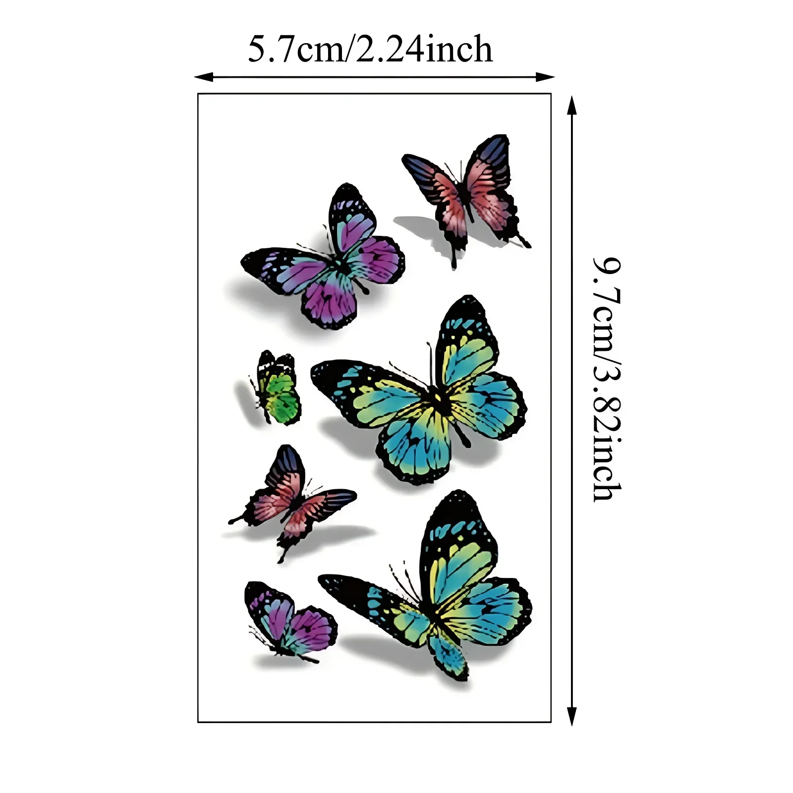 60 шт./компл. дорожная наклейка для татуировки с сердечником цветная 3D бабочка
