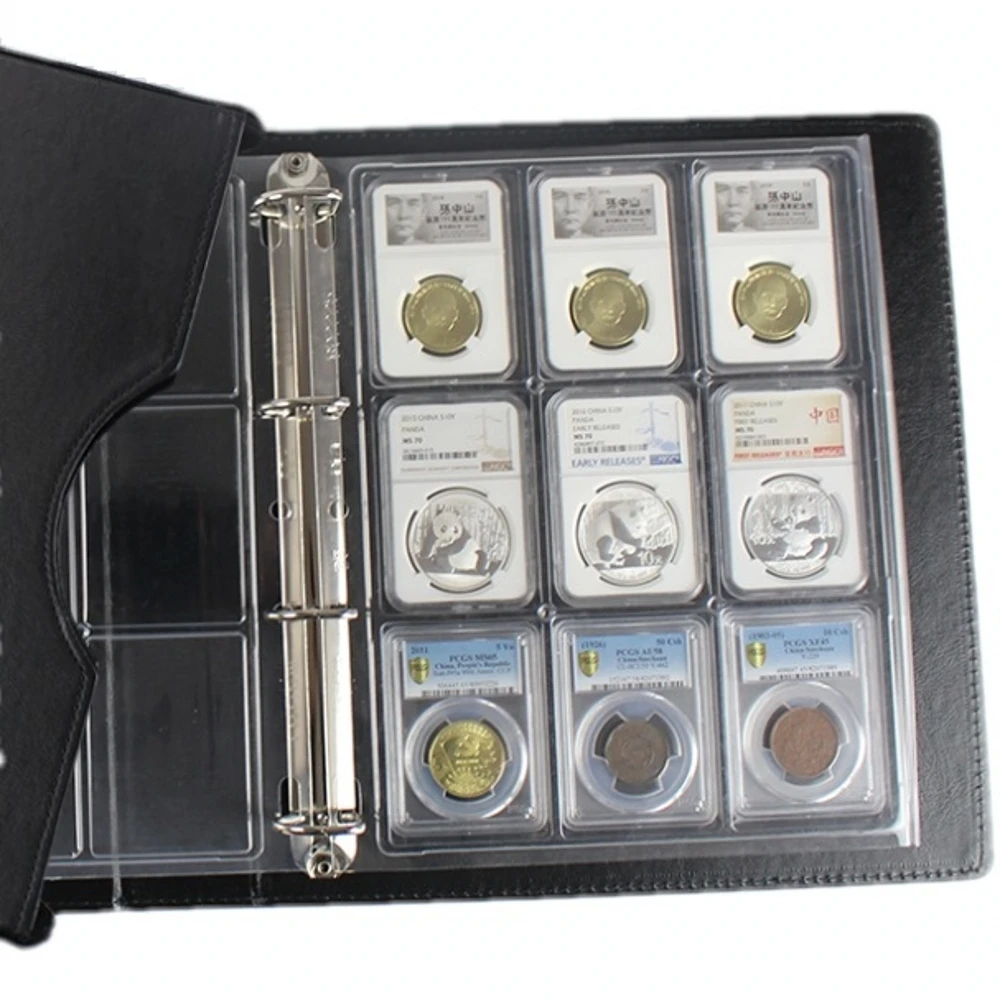 

2Sheets Clear Plastic Certified Coin Slab Binder Album Pages for NGC PCGS other