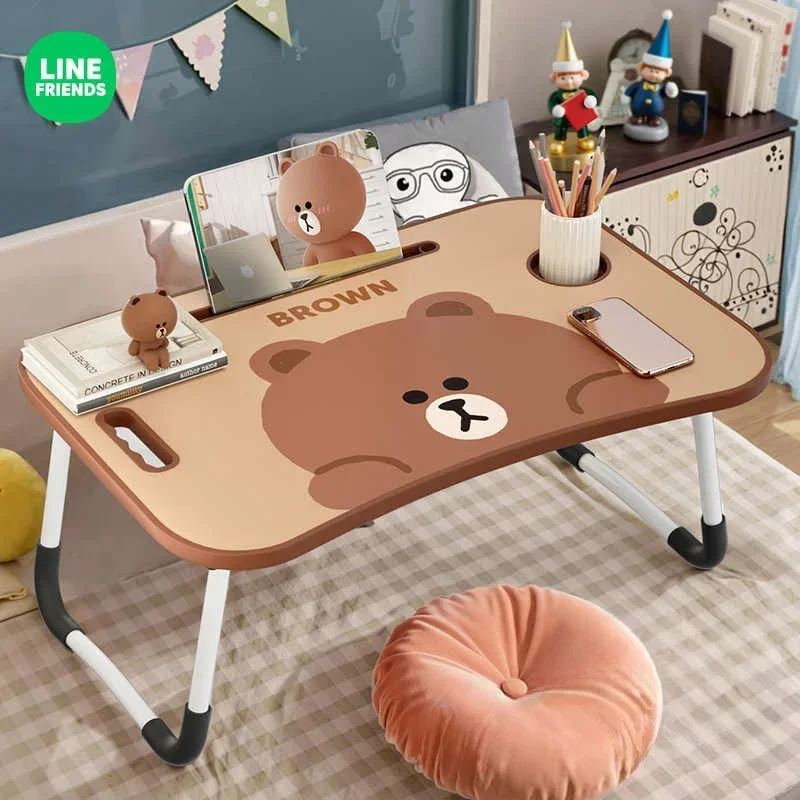 Line Friends Коричневая мультяшная кровать складной стол для дома спальни эркера