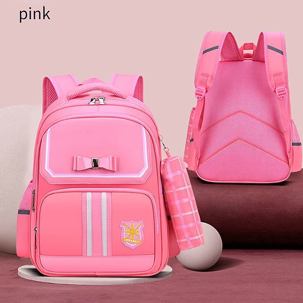 Children British Style Schoolbags Primary School Girls Bow Large Capacity Backpacks Grade 1-6 Boys Light Backpack 6-12 Mochila