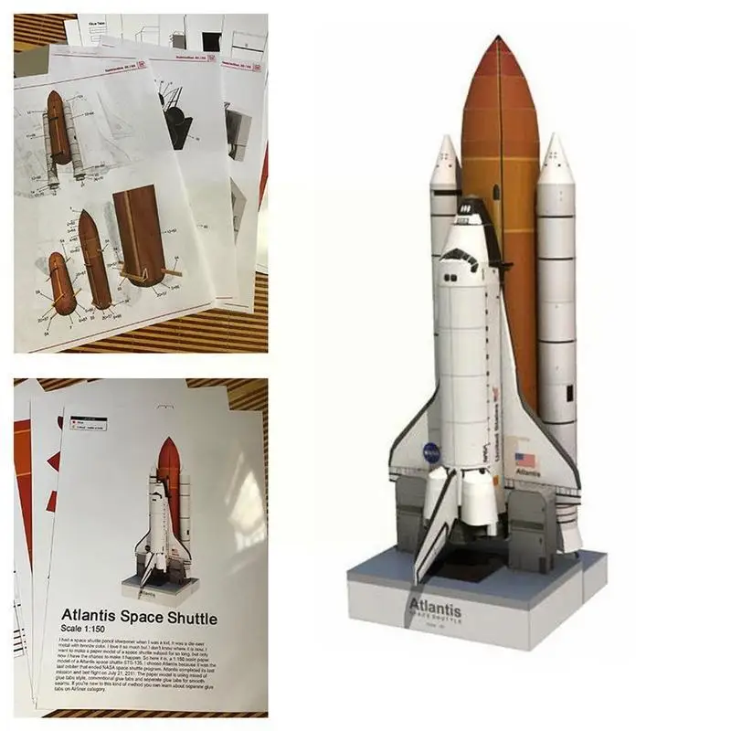 

1: 150 3D Paper Model Space Library Papercraft Cardboard For Children Paper Toy DIY Shuttle Atlantis Puzzle Handmade Rocket D6A7