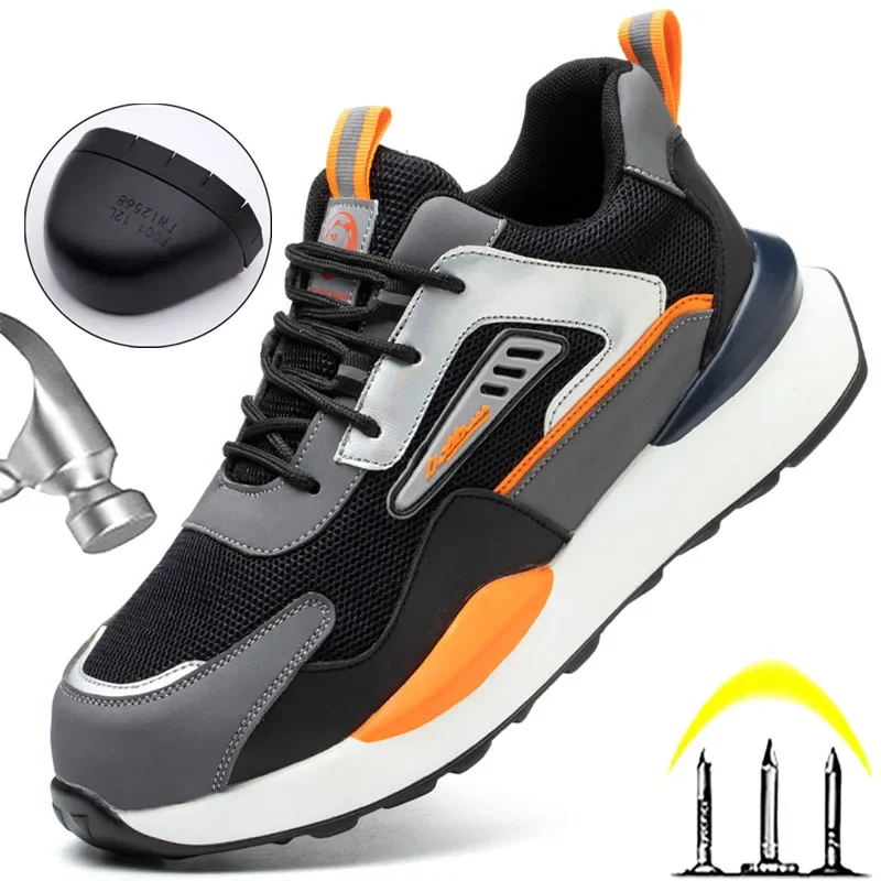 

High Quality Indestructible Safety Shoes Men Work Sneakers Light Security Boots Men Puncture-Proof work Boots Steel Toe Shoes