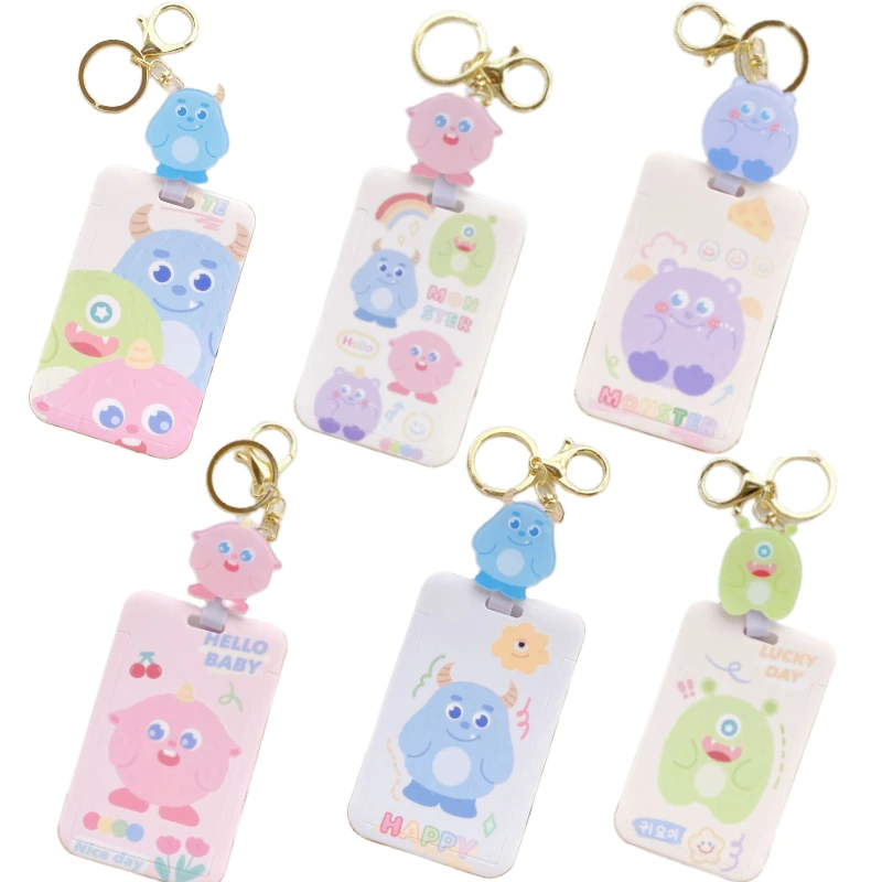 

New Disney Credential Holder Monsters University Retractable Badge Holder Kawaii Keychain School Bag Charm Mr.Q Id Card Holder