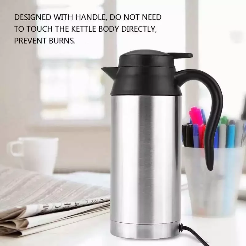 

750ml 12V Car Stainless Steel Cigarette Lighter Heating Kettle Mug Electric Travel Thermoses