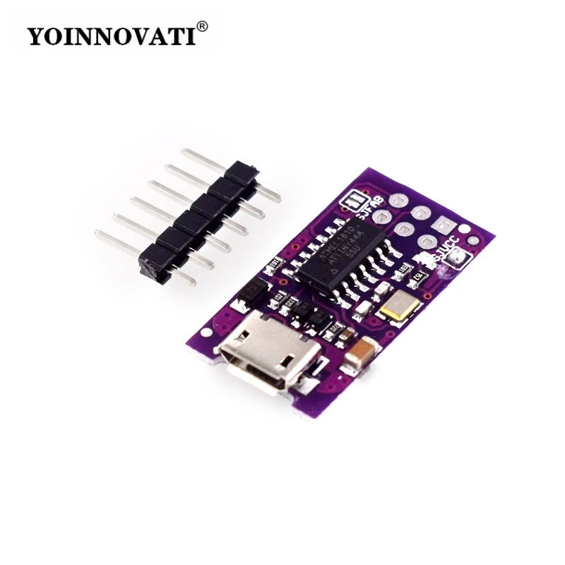 Фото Модуль программатора Micro USB Tiny AVR ISP USBTinyISP для микроконтроллеров ATtiny44, ATTiny45, ATTiny85, 5В, для загрузчика IDE №1