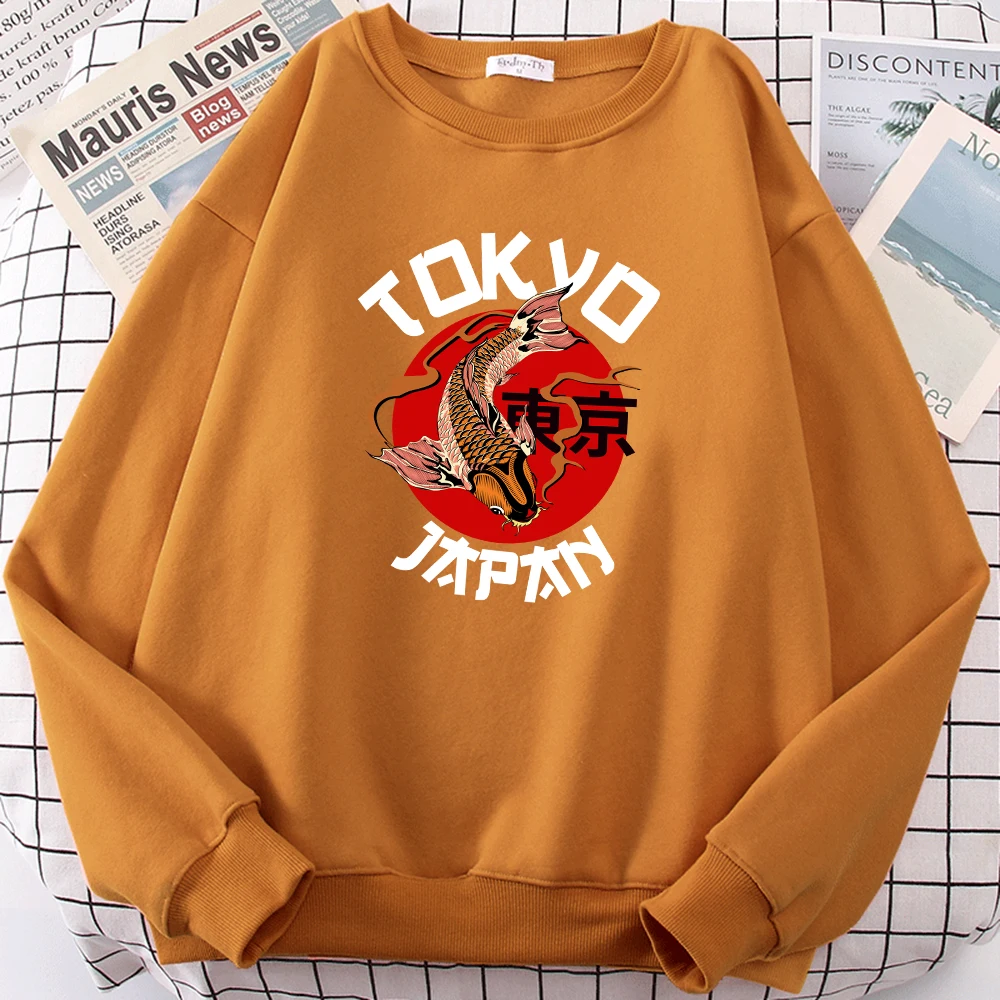 

Tokyo Koi Fish Creativity Print Men Sweatshirt Loose Casual Hooded Hip Hop Fashion Hoodie Autumn Crewneck Fleece Tops Unisex