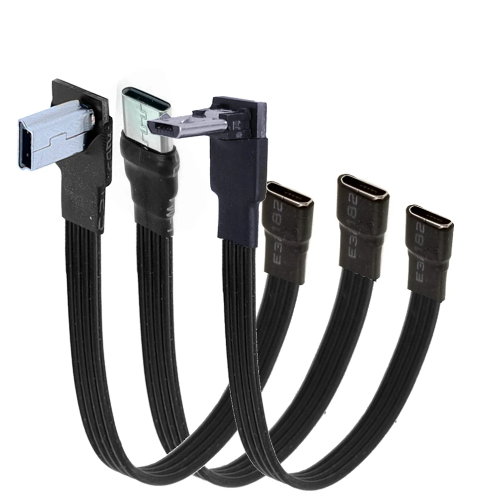 5 см 10 вверх 90 ° Разъем Micro USB 2.0 к гнезду USB-удлинителю B Mini Type C 5–300