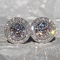 bling luxurious zircon stone silver color cute stud earrings for women fashion jewelry korean earrings 2022