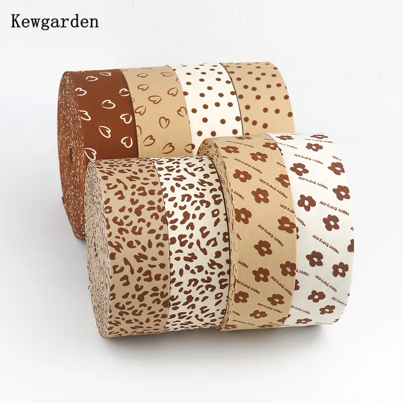 

Kewgarden 25mm 38mm 1.5" 1" Leopard Print Fabric Ribbons DIY Bows Hair Accessories Handmade Tape Make Collar Materials 11 Yards