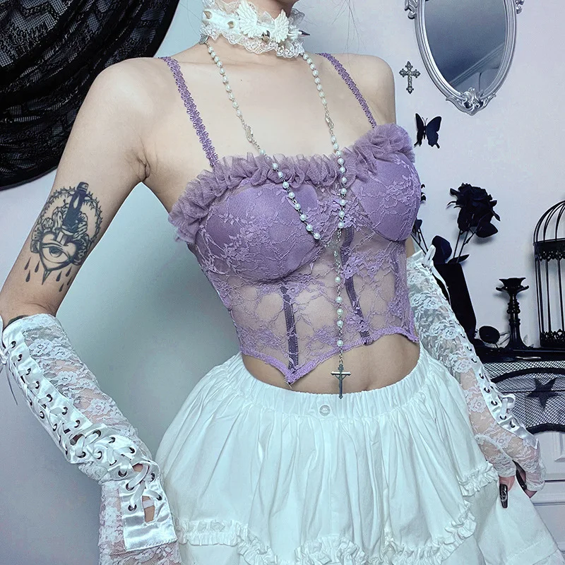 

Outwear Lace Camis Tanks Summer Club DJ Style Women Crop Short Tees y2k tops