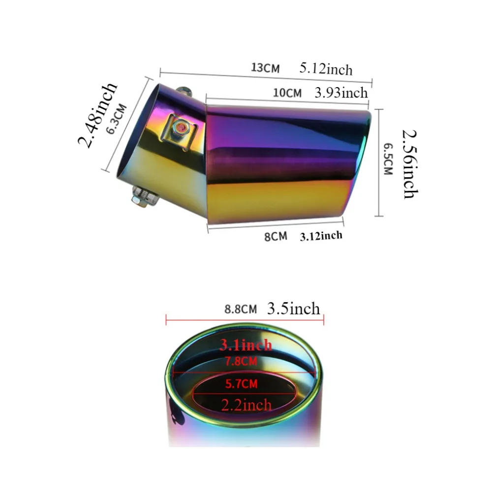 1 шт. 2 5-дюймовый наконечник для автомобильного глушителя хвостовой глушитель из