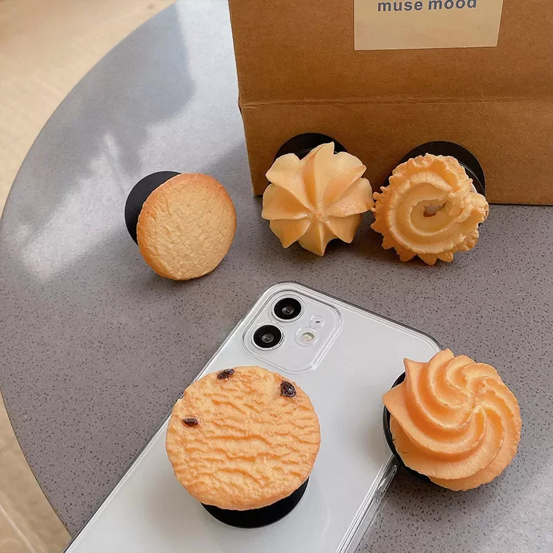 

3D Simulation Cookies Stretch Phone Bracket Korea Artificial Biscuits Griptok Mobile Phone Holder For iPhone 11 13 Grip Tok