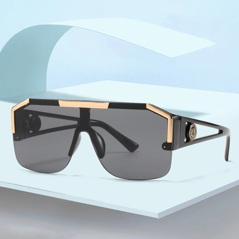 

Square Oversized Sunglasses Flat Top Shield Sun Glasses for Men Women One Lens Square Shades