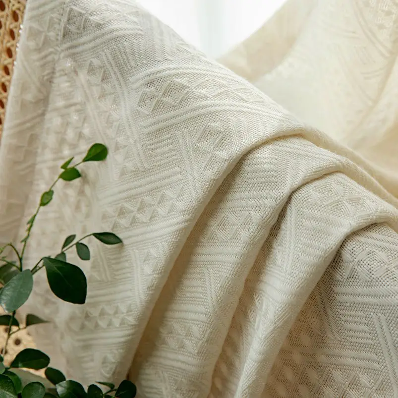 Прозрачные Занавески с геометрическим рисунком для гостиной, бежевые жаккардовые занавески для защиты конфиденциальности светильник светофильтрация, офисные занавески, занавески Windiow