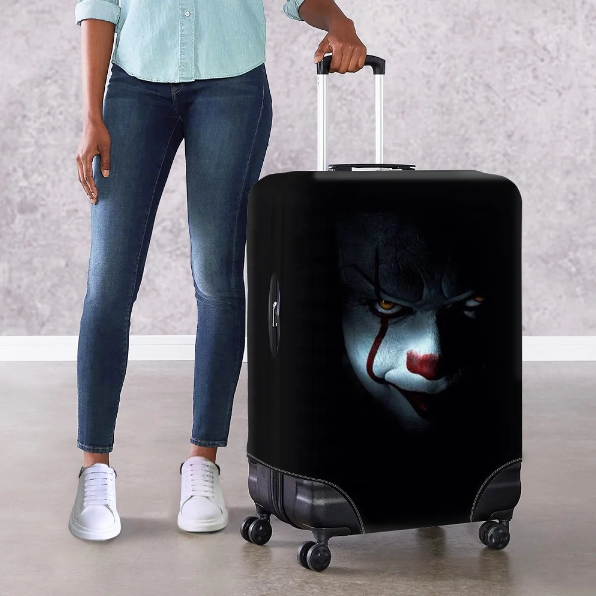 

Twoheartsgirl Clown Travel Suitcase Protective Cover Fits 18''-32'' Luggage Elastic Trolley Case Dust Covers Scratch Resistant