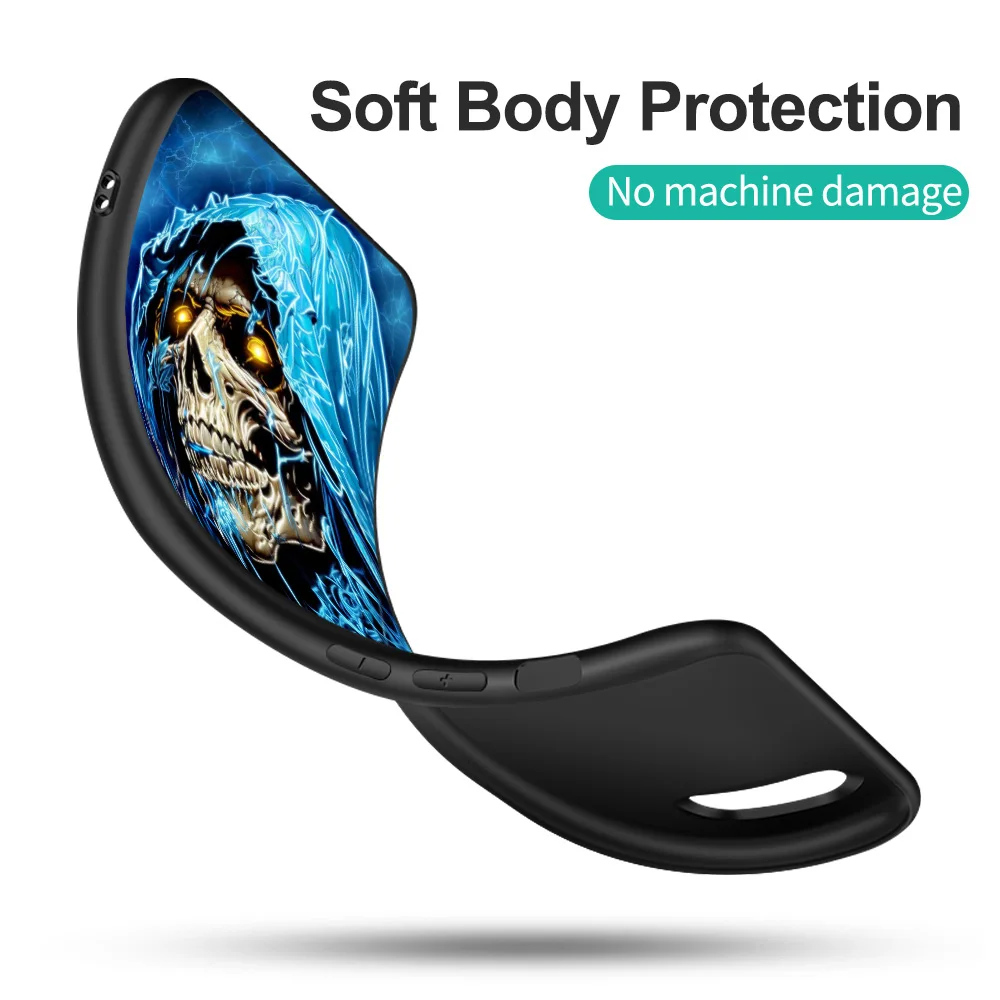 Черный чехол из ТПУ для Samsung Galaxy A35 A55 A05 A05S A15 A25 M54 M34 M14 5G Зеленый Череп