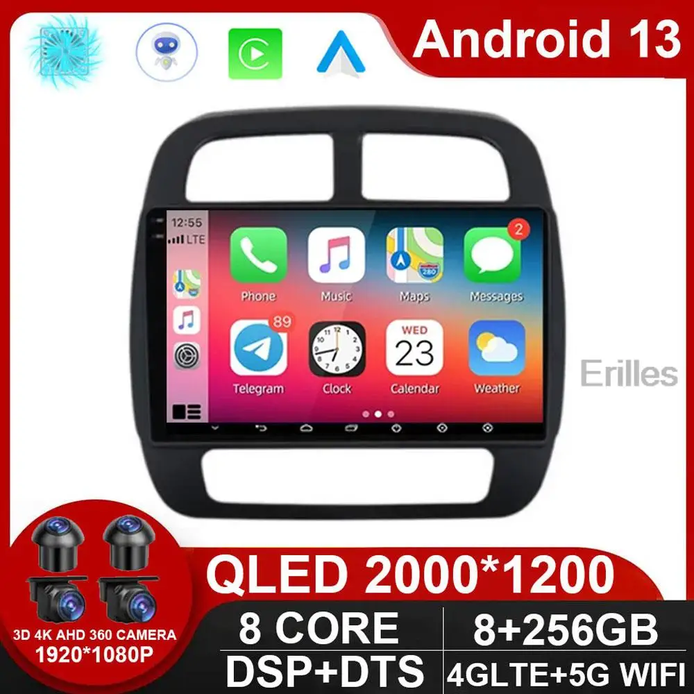 8G + 256G Android 13 для Renault KWID K - ZE Dacia spring 2018 2019 Автомобильный плеер GPS Радио DSP 4G LTE Carplay WIFI