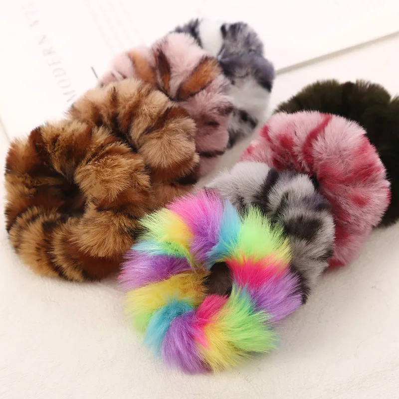 

New Winter Warm Soft Faux Rabbit Fur Girls Women Elastic Hair Rope Band Hair Accessories Children Rubber Band Headwear Scrunchie