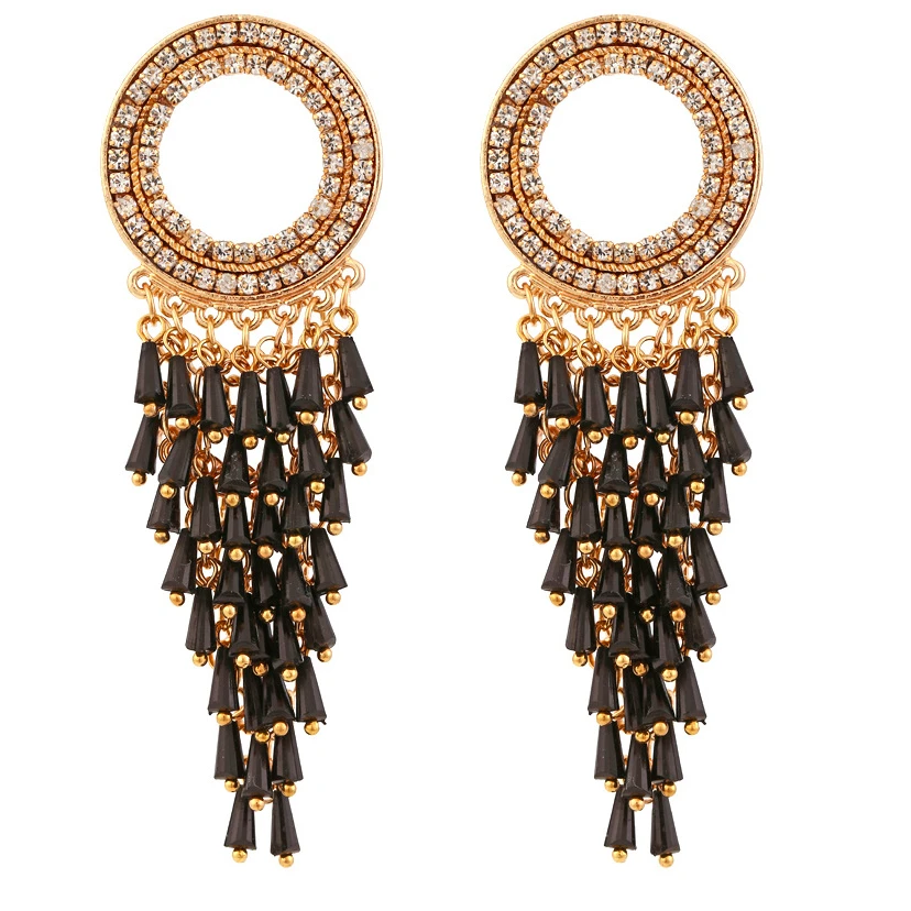 

Temperament Crystal Tassel Long Earrings for Woman Party Weddings Jewelry