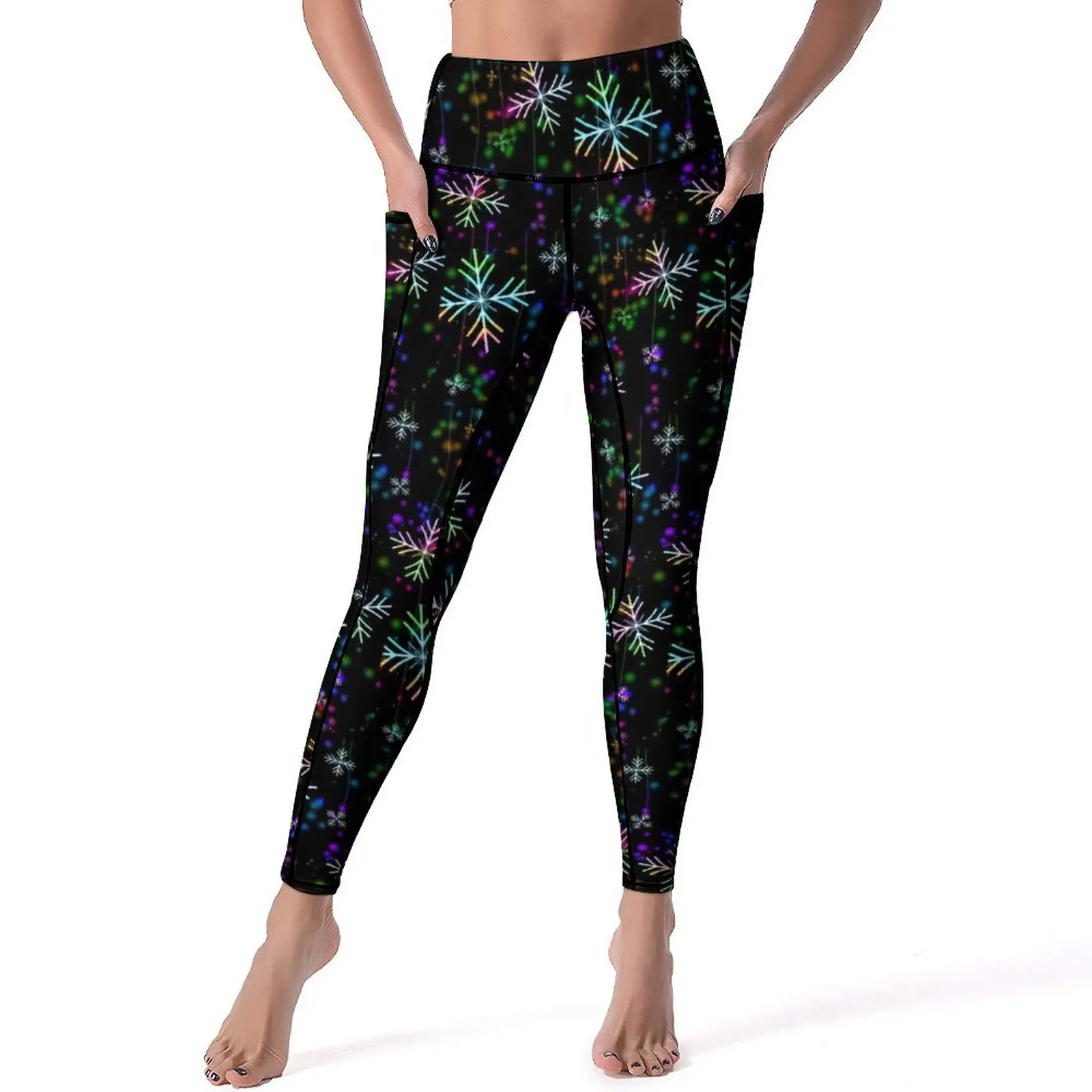 

Christmas Snowflake Yoga Pants Sexy Colorful Print Design Leggings Push Up Fitness Leggins Lady Funny Quick-Dry Sports Tights