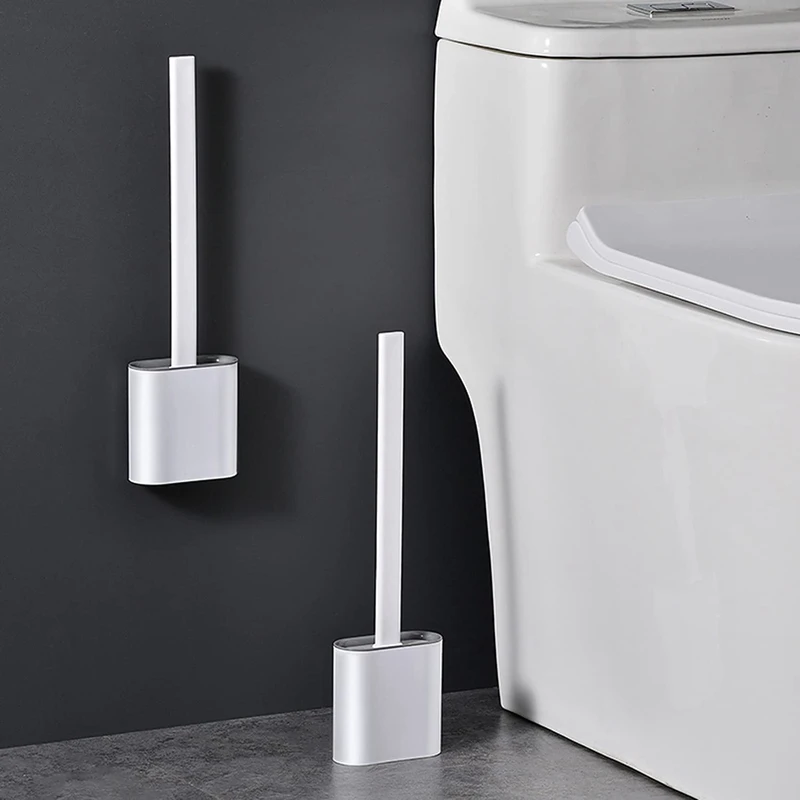 

Silicone Toilet Brush, 2 Pcs Bathroom Silicone Toilet Brushes,Toilet Bowl Clean Brush With No-Slip Long Plastic Handle