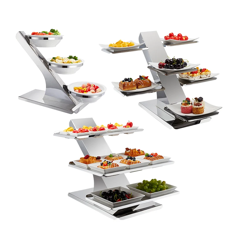 

Stainless Steel food Buffet Stand wholesale restaurant supplies afternoon tea stands decoration display riser for catering