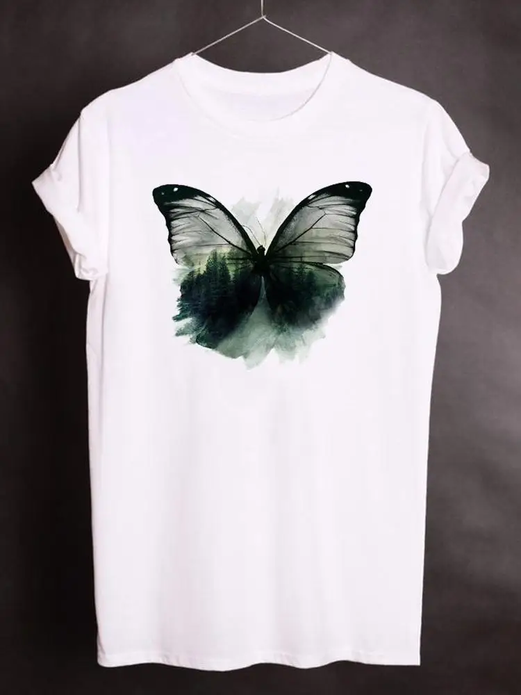

Butterfly 90s Trend Cute Print T Shirt Short Sleeve Women Summer Clothes Kawaii Graphic T-shirt Fashion Basic Clothing Tee Top