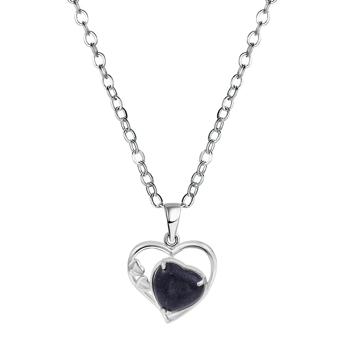 

JOYA GIFT Blue Goldstone Love Heart Birthstone Necklaces for Women Forever Crystal Pendant Jewelry Valentine's Day